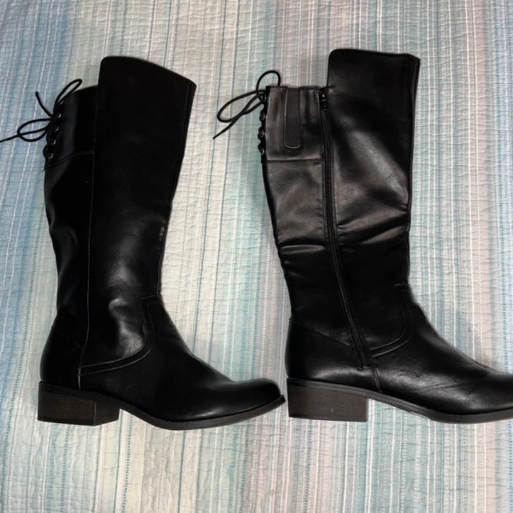 Arizona Jean Company Black Tall Lace-Back Riding Boots